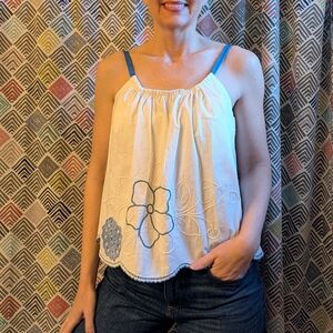 ooak FLOAT BLOUSE made from a vintage tablecloth M L